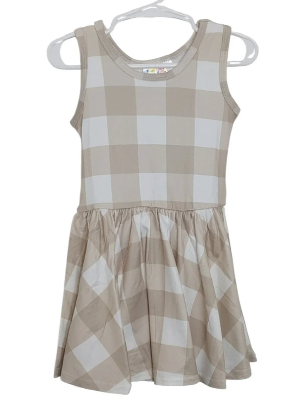 Dot Dot Smile Girls Dress Size 2T Sandstone Check Print Tank Style FLAWED Twirl